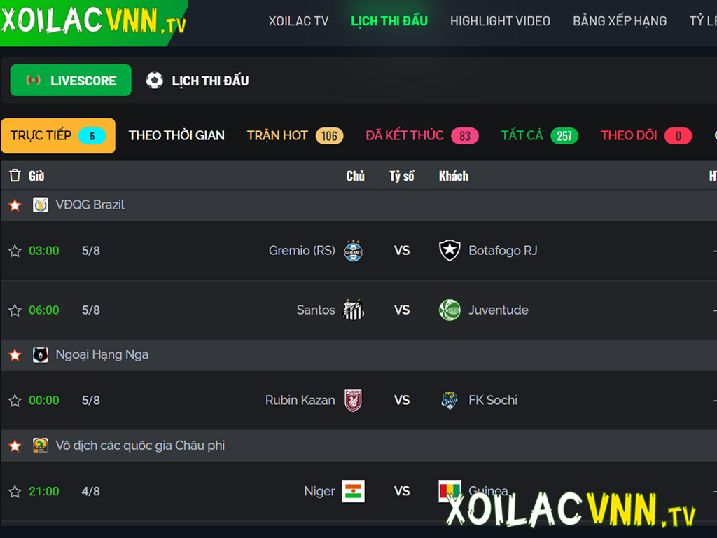 Lịch bóng đá: Xem lịch thi đấu nhanh và chính xác cùng XoilacTV