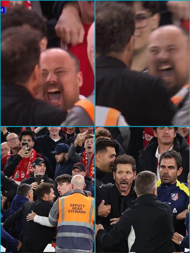 Va chạm nảy lửa của Simeone với CĐV Liverpool trước đó